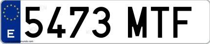 Ejemplo de matrícula española 5473 MTF