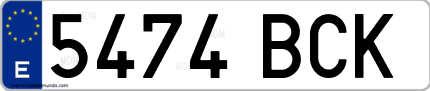Ejemplo de matrícula de coche ordinaria 5474 BCK