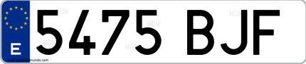 Ejemplo de matrícula española 5475 BJF