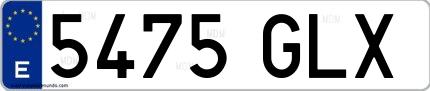 Ejemplo de matrícula española 5475 GLX