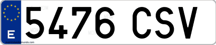 Ejemplo de matrícula de coche ordinaria 5476 CSV