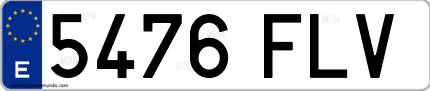 Ejemplo de matrícula de coche ordinaria 5476 FLV