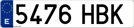 Ejemplo de matrícula de coche ordinaria 5476 HBK