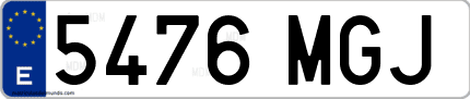 Ejemplo de matrícula de coche ordinaria 5476 MGJ