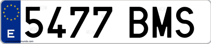 Ejemplo de matrícula de coche ordinaria 5477 BMS