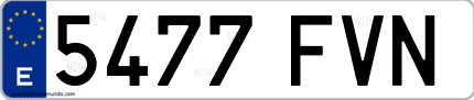 Ejemplo de matrícula de coche ordinaria 5477 FVN