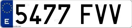 Ejemplo de matrícula española 5477 FVV