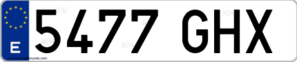 Ejemplo de matrícula de coche ordinaria 5477 GHX