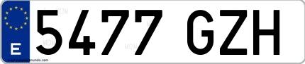Ejemplo de matrícula española 5477 GZH