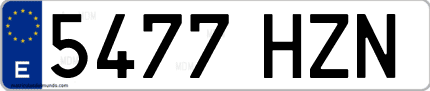 Ejemplo de matrícula de coche ordinaria 5477 HZN