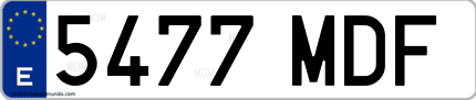 Ejemplo de matrícula de coche ordinaria 5477 MDF