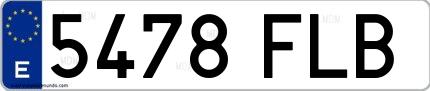 Ejemplo de matrícula española 5478 FLB