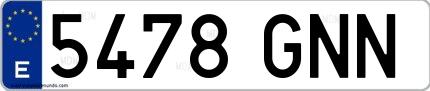 Ejemplo de matrícula española 5478 GNN