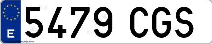 Ejemplo de matrícula española 5479 CGS