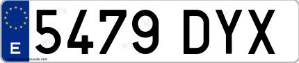 Ejemplo de matrícula española 5479 DYX
