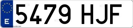 Ejemplo de matrícula española 5479 HJF