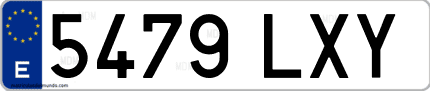 Ejemplo de matrícula de coche ordinaria 5479 LXY