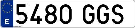 Ejemplo de matrícula española 5480 GGS