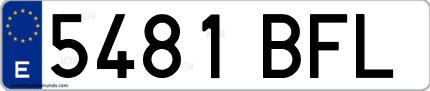 Ejemplo de matrícula de coche ordinaria 5481 BFL