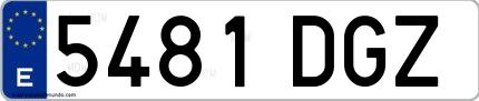 Ejemplo de matrícula española 5481 DGZ