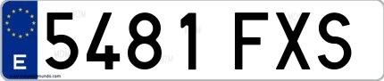 Ejemplo de matrícula española 5481 FXS