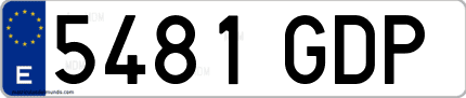Ejemplo de matrícula de coche ordinaria 5481 GDP