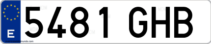 Ejemplo de matrícula de coche ordinaria 5481 GHB