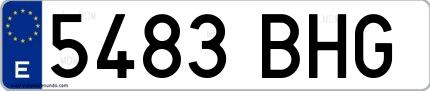 Ejemplo de matrícula española 5483 BHG
