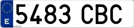Ejemplo de matrícula española 5483 CBC