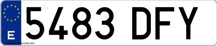 Ejemplo de matrícula española 5483 DFY
