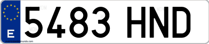 Ejemplo de matrícula de coche ordinaria 5483 HND