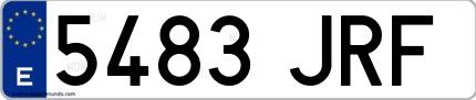 Ejemplo de matrícula española 5483 JRF