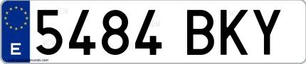 Ejemplo de matrícula española 5484 BKY