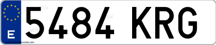 Ejemplo de matrícula de coche ordinaria 5484 KRG