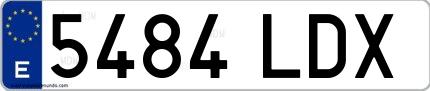 Ejemplo de matrícula española 5484 LDX