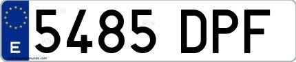 Ejemplo de matrícula española 5485 DPF