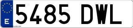 Ejemplo de matrícula española 5485 DWL