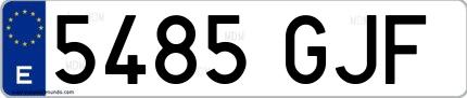 Ejemplo de matrícula española 5485 GJF