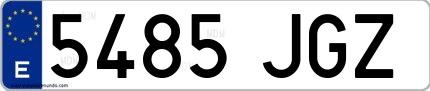 Ejemplo de matrícula española 5485 JGZ