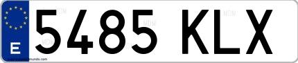 Ejemplo de matrícula española 5485 KLX
