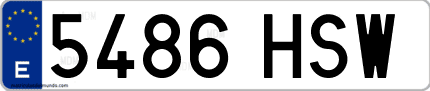 Ejemplo de matrícula de coche ordinaria 5486 HSW