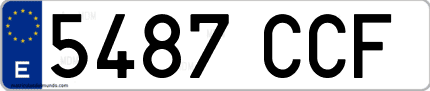 Ejemplo de matrícula de coche ordinaria 5487 CCF