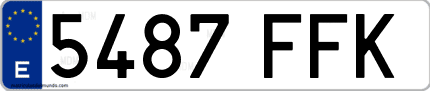 Ejemplo de matrícula de coche ordinaria 5487 FFK