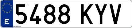 Ejemplo de matrícula española 5488 KYV