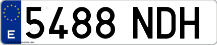 Ejemplo de matrícula de coche ordinaria 5488 NDH
