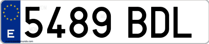 Ejemplo de matrícula de coche ordinaria 5489 BDL