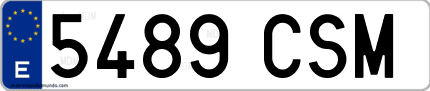 Ejemplo de matrícula de coche ordinaria 5489 CSM