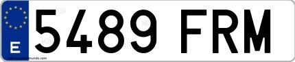 Ejemplo de matrícula española 5489 FRM