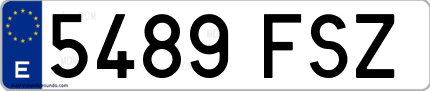 Ejemplo de matrícula de coche ordinaria 5489 FSZ