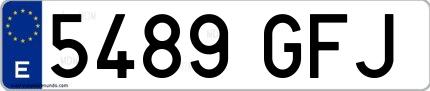 Ejemplo de matrícula española 5489 GFJ
